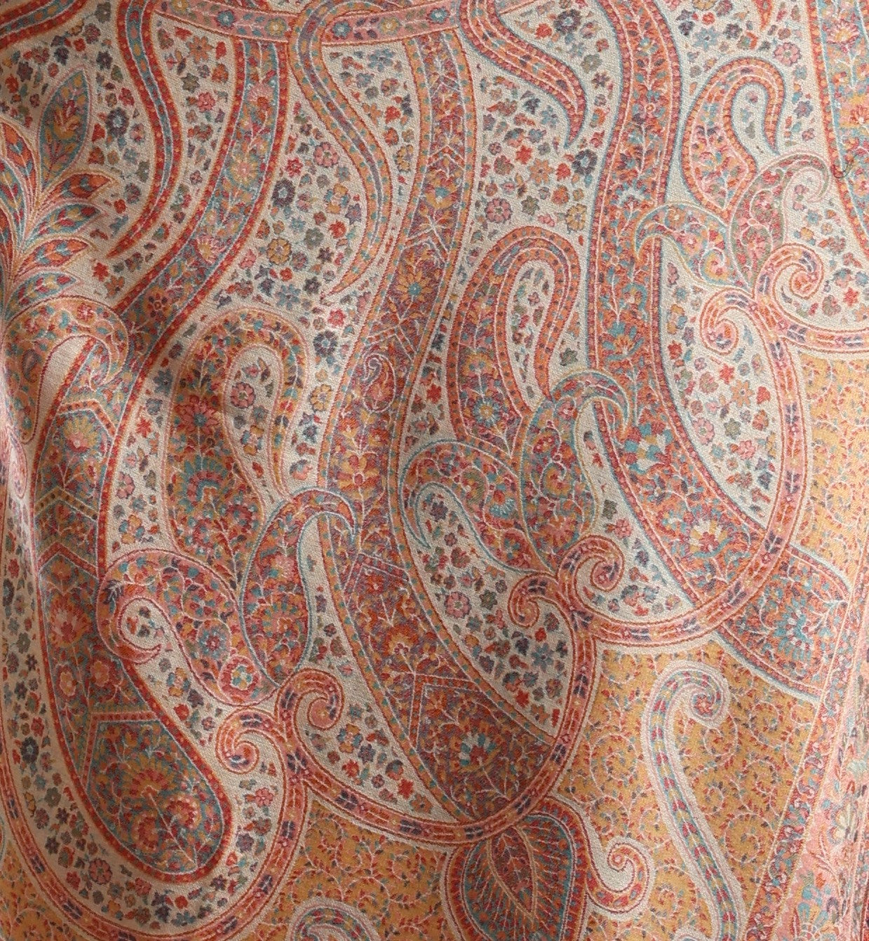 Tweedle Men’s Ruhani Kashmiri Kani Shawl - White, 40 x 80 inch