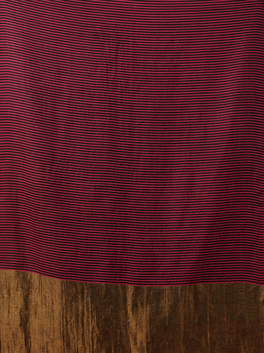 Tweedle Women’s Fine Wool Stole with Striped Zari Palla - Magenta
