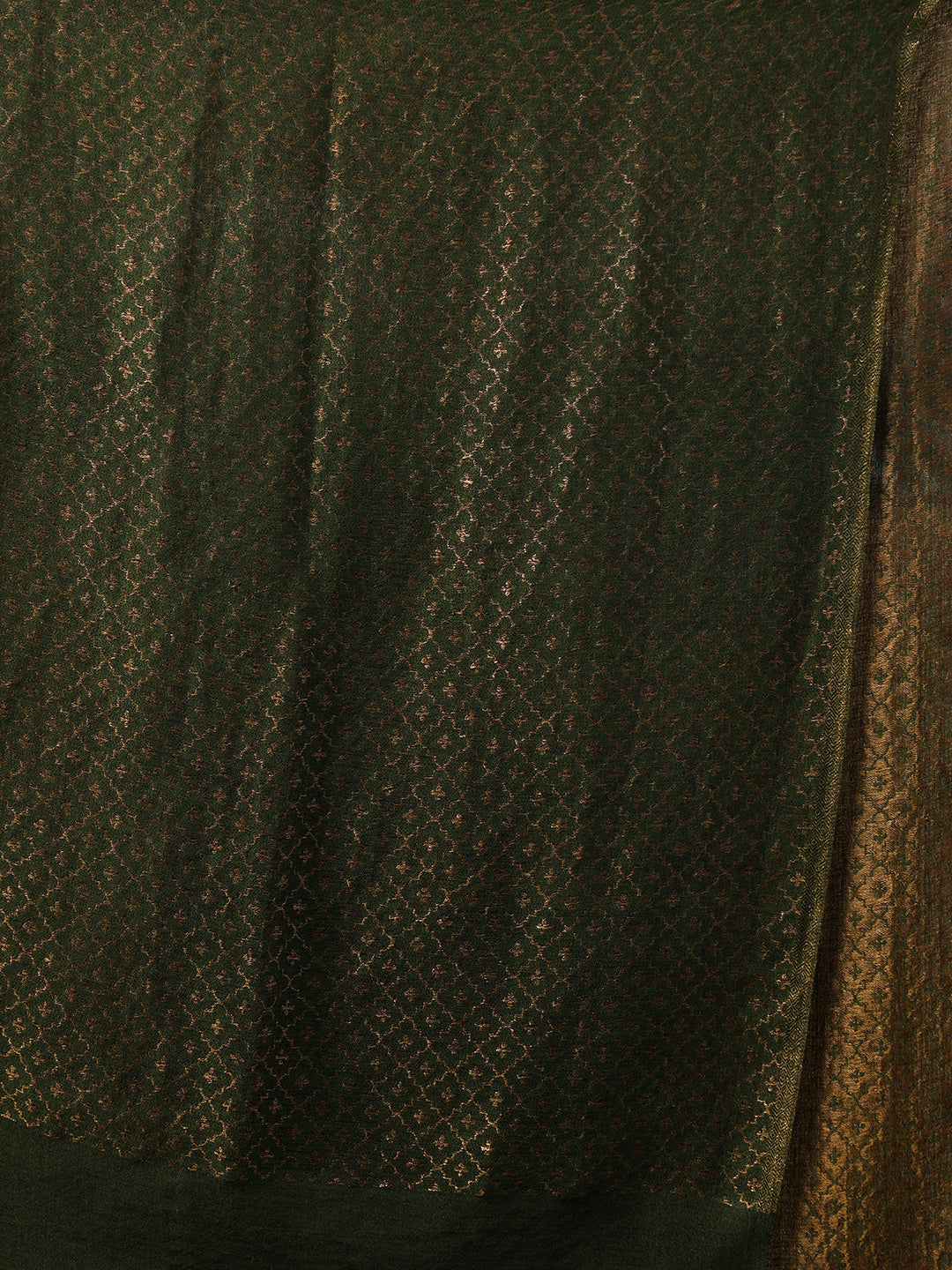 Tweedle Men’s Reversible Pashmina Wool Stole with Floral Zari Weave - Green