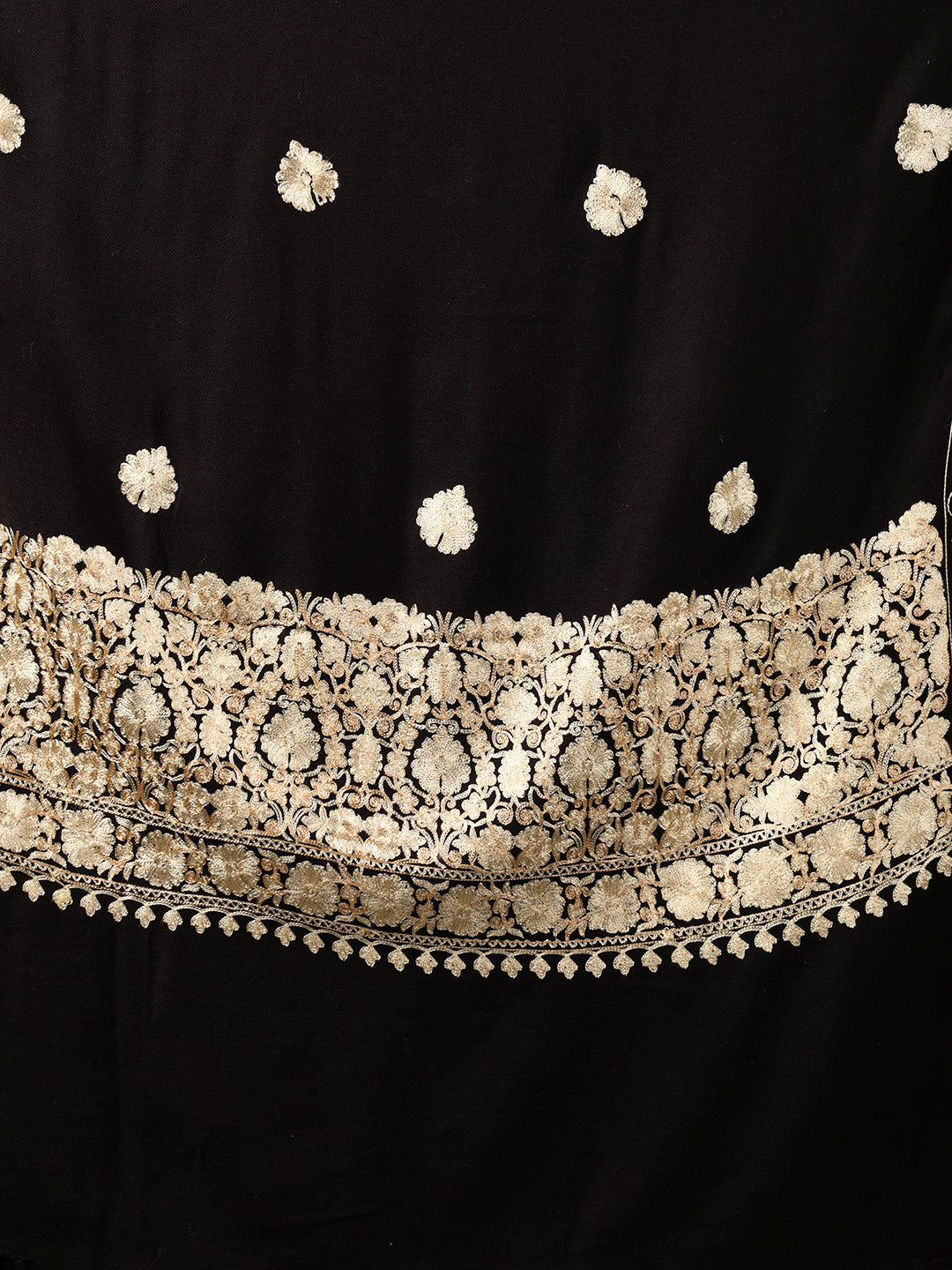 Tweedle Men’s Kashmiri Aari Embroidery Shawl / Stole - Black, Size - 40 x 80 inches