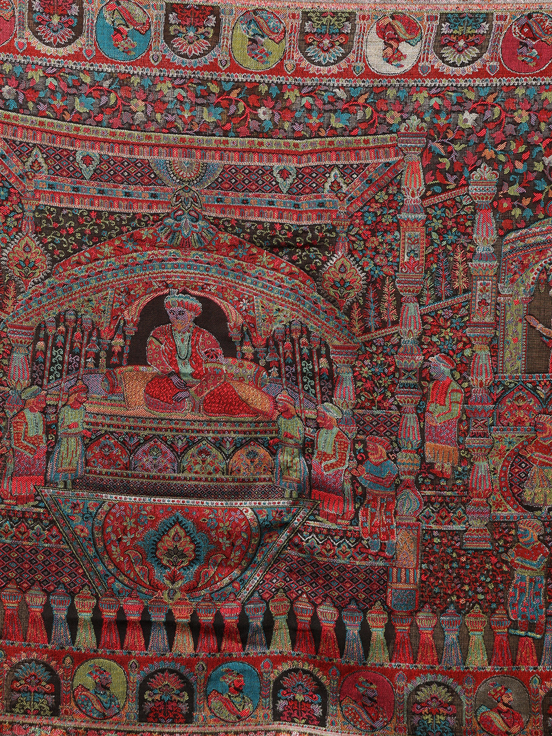 Tweedle Women’s Zari Weave, Darbar Design, Soft Bamboo Stole - Black