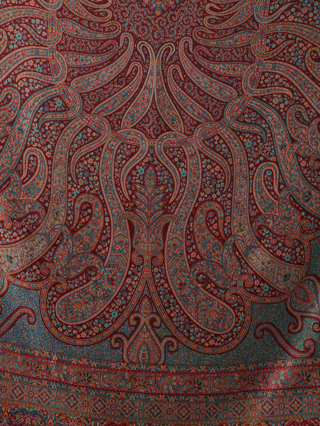 Tweedle Women’s Ruhani Kashmiri Kani Shawl - Wine, 40 x 80 inch