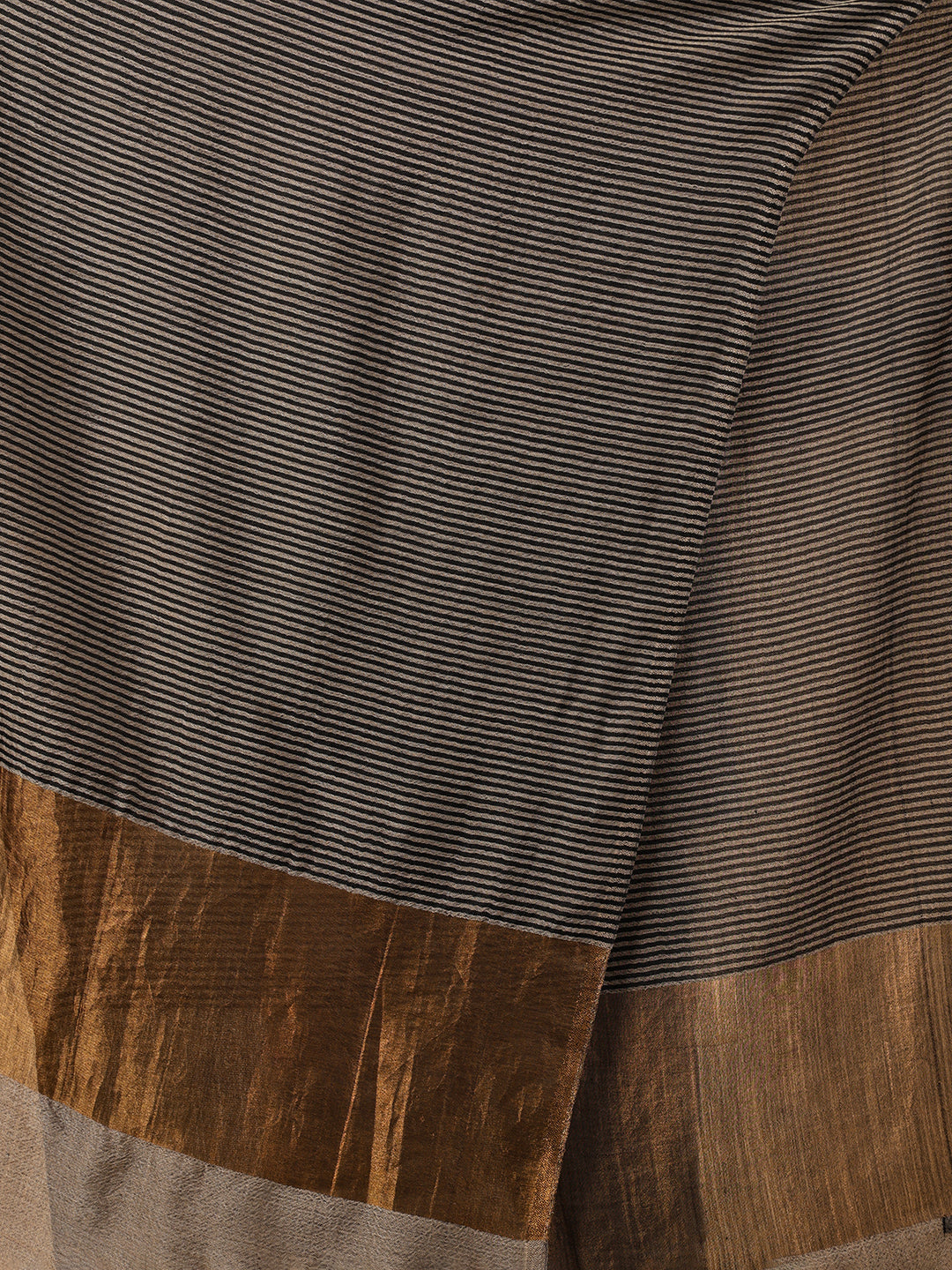 Tweedle Men’s Fine Wool Stole with Striped Zari Palla - Black