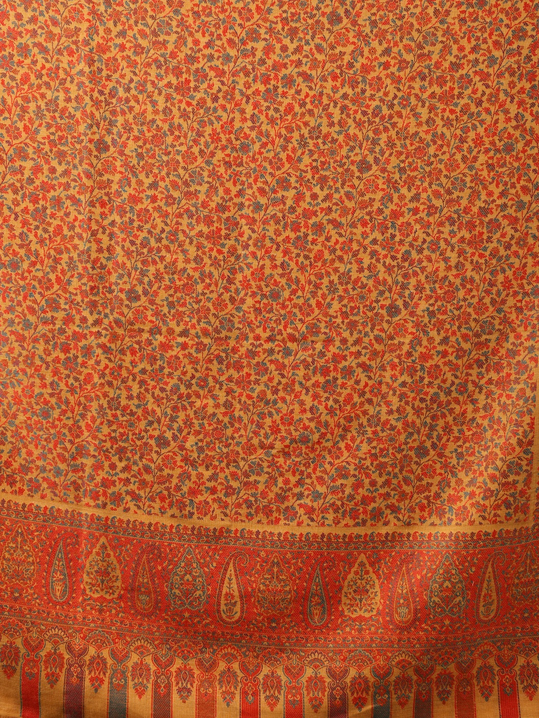 Tweedle Men’s Blended Wool Kashmiri Kani Shawl - Yellow