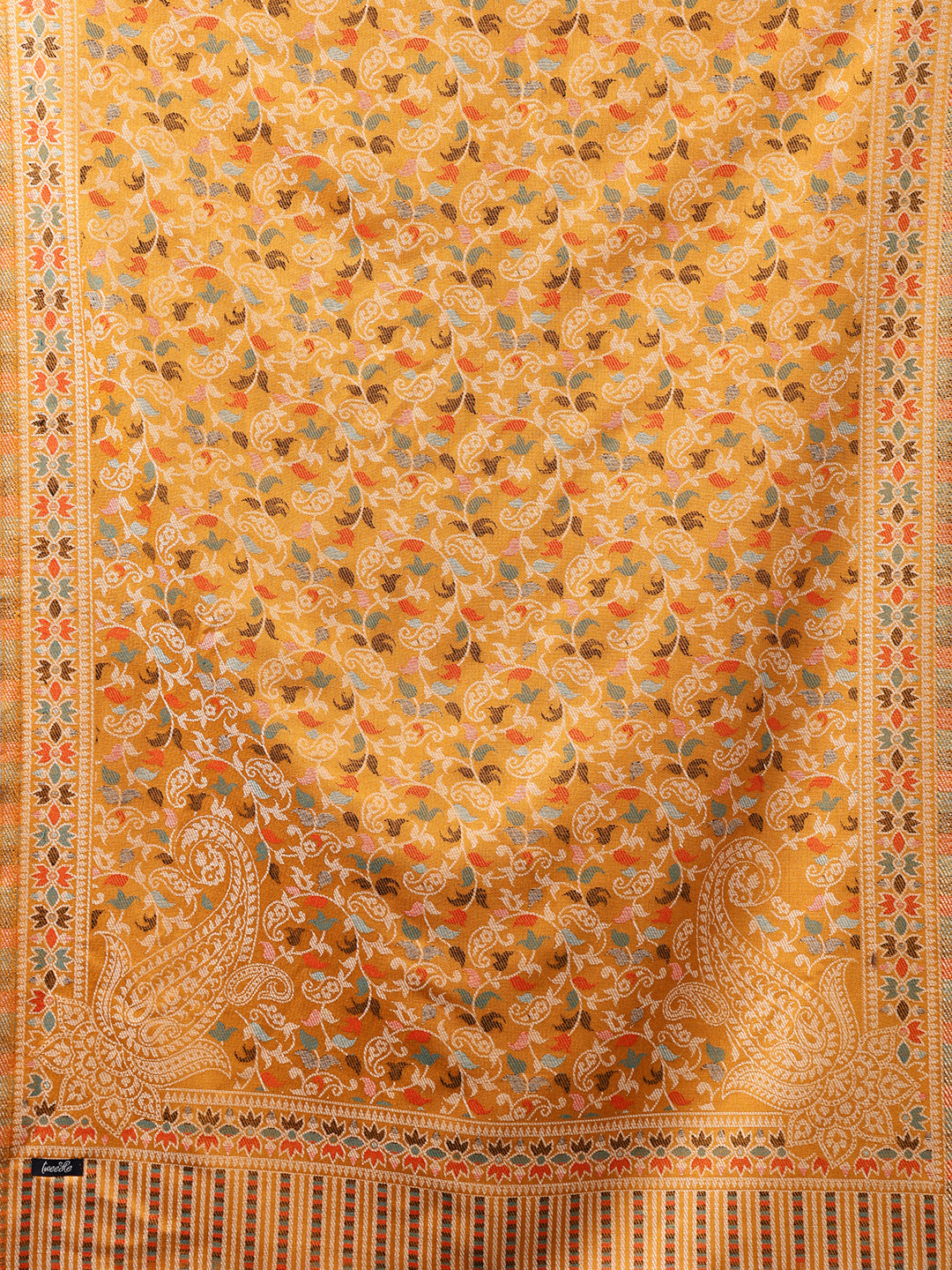 Tweedle Men’s Ethnic Kashmiri Kani Stole/ Scarf- Mustrad, Size - 28 x 80 inches