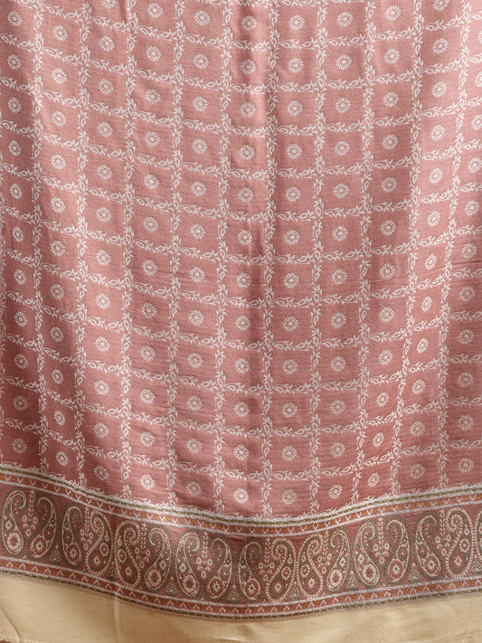 Reversible, Floral Design Blended Wool Stole for Women – Pink