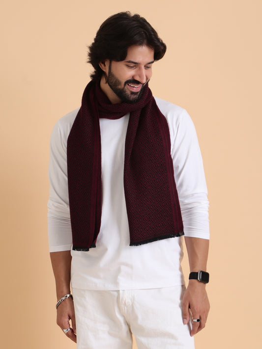 Men’s Warm Woollen Muffler for Winters - Maroon