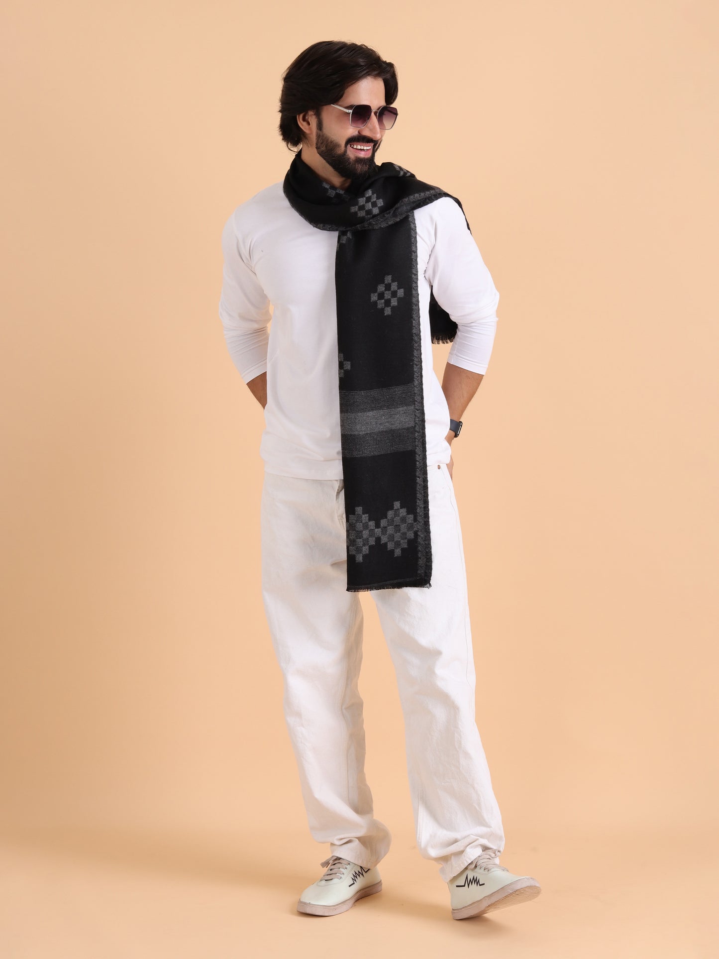 Men’s Warm Woollen Muffler for Winters - Black