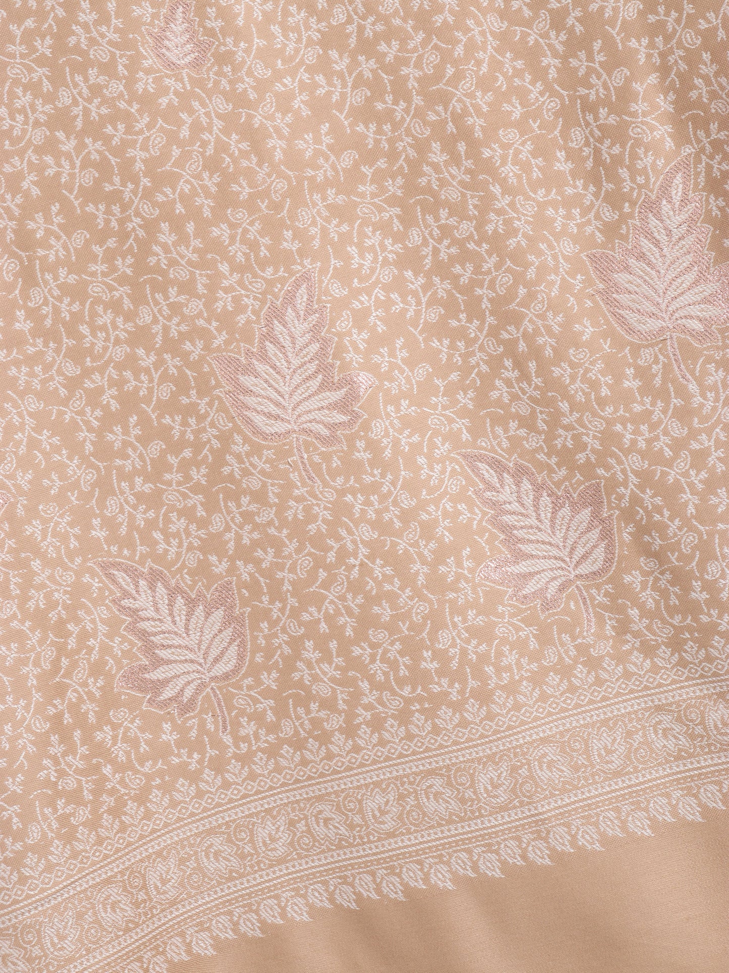 Zari Work Paisley Design Shawl - Beige