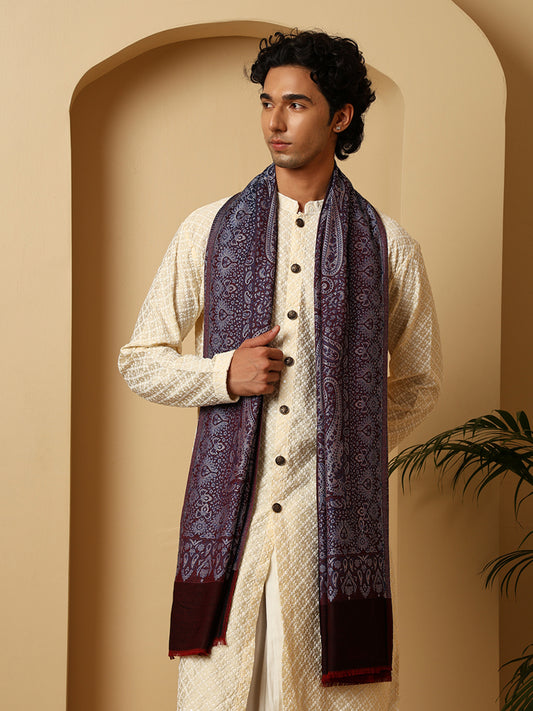 Tweedle Soft Bamboo Modal Stole for men - Wine