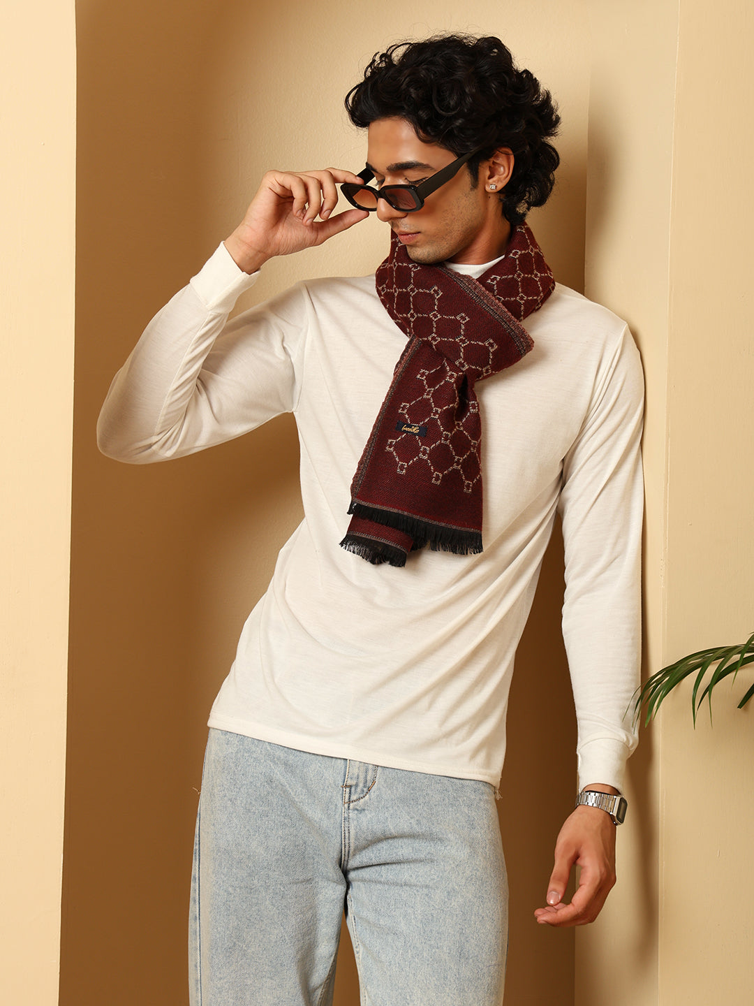 Men’s Warm Woollen Muffler for Winters - Maroon
