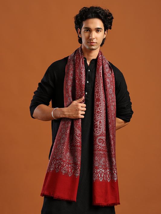 Tweedle Soft Bamboo Modal Stole for men - Red