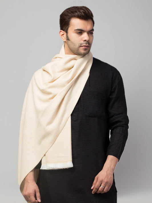 Tweedle Heringbone Design Super Soft Woolen Stole / Scarf for Men - Blue (28 x 80 inches)