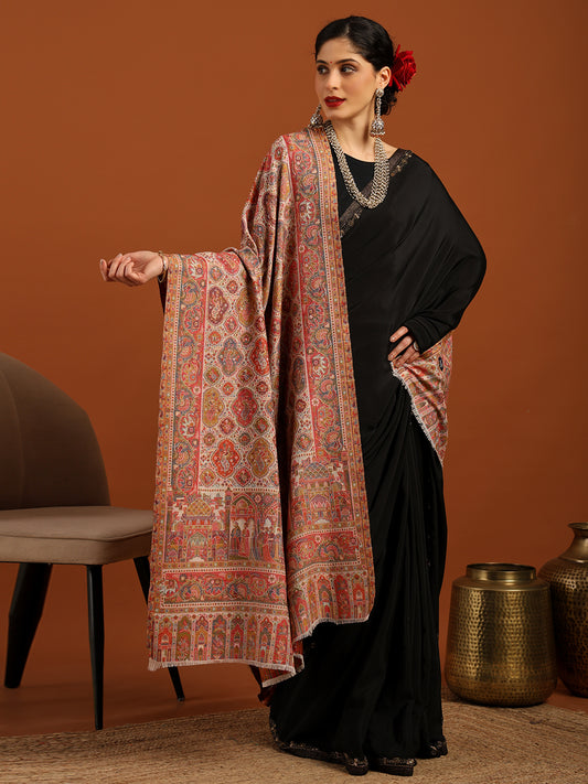 Tweedle Wool Blend Kani Shawl for Women – White, Size – 40x80