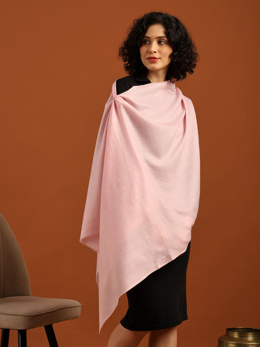 Tweedle Women’s Plain Woollen Stole / Scarf - Pink