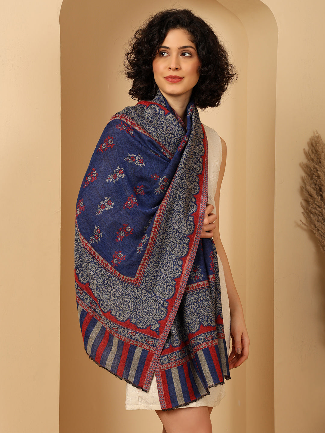 Fine Wool, Cashmere Stole / Scarf for Women - Blue