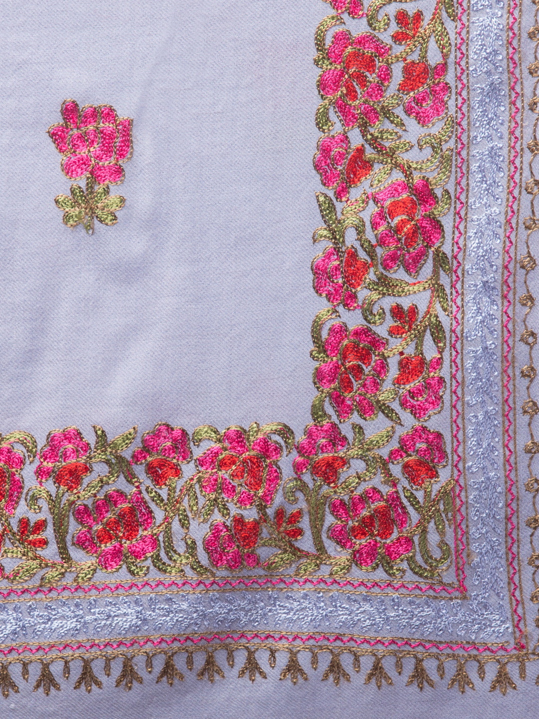 Tweedle Women’s Gulbahaar Aari Embroidery Stole/ Scarf, Light Blue (Size-28x80 )