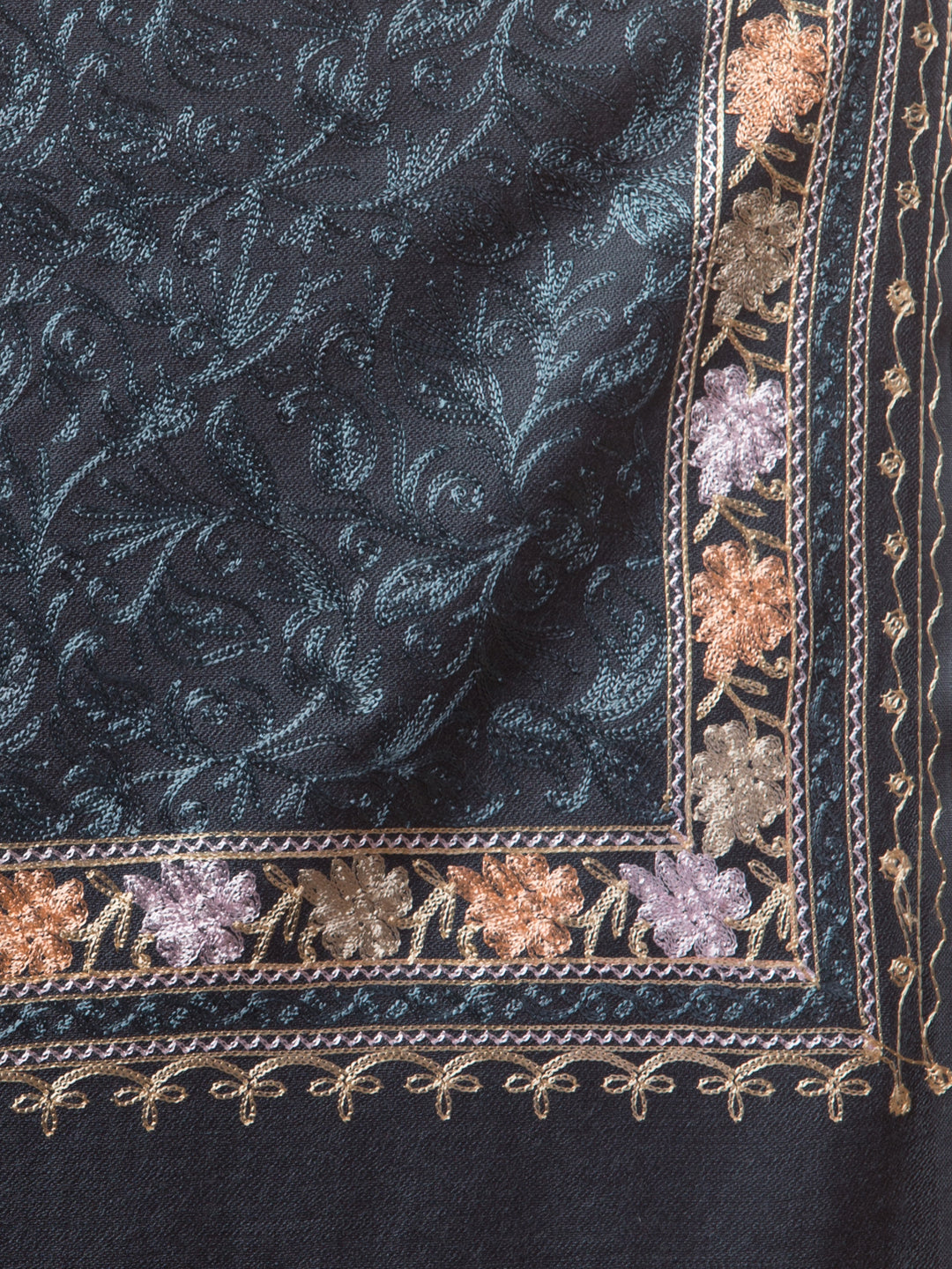 Acro Wool, Soft Feel Kashmiri Embroidery Stole for Winters - Grey