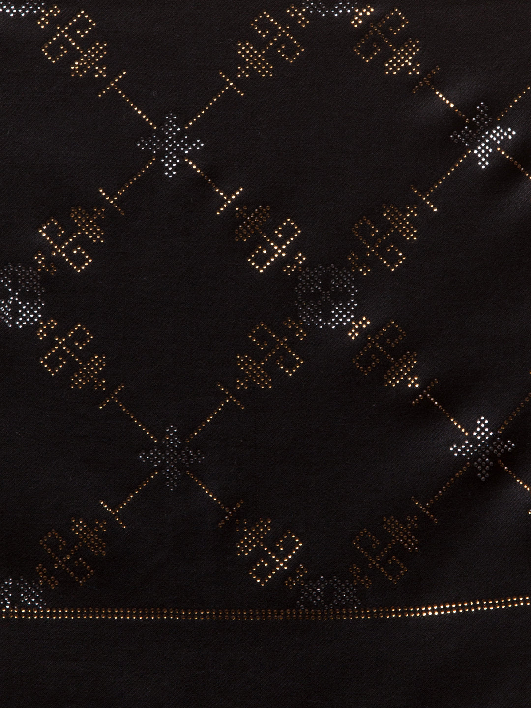 Fine Wool Crystal / Stone Work Stole - Black