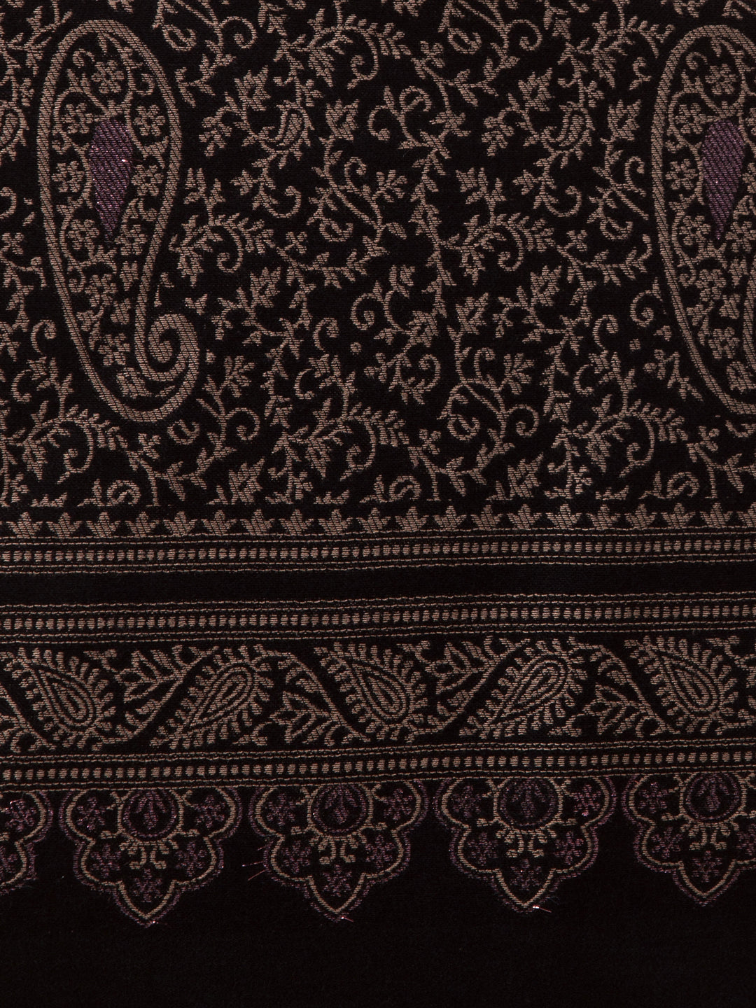 Zari Work Paisley Design Shawl - Black