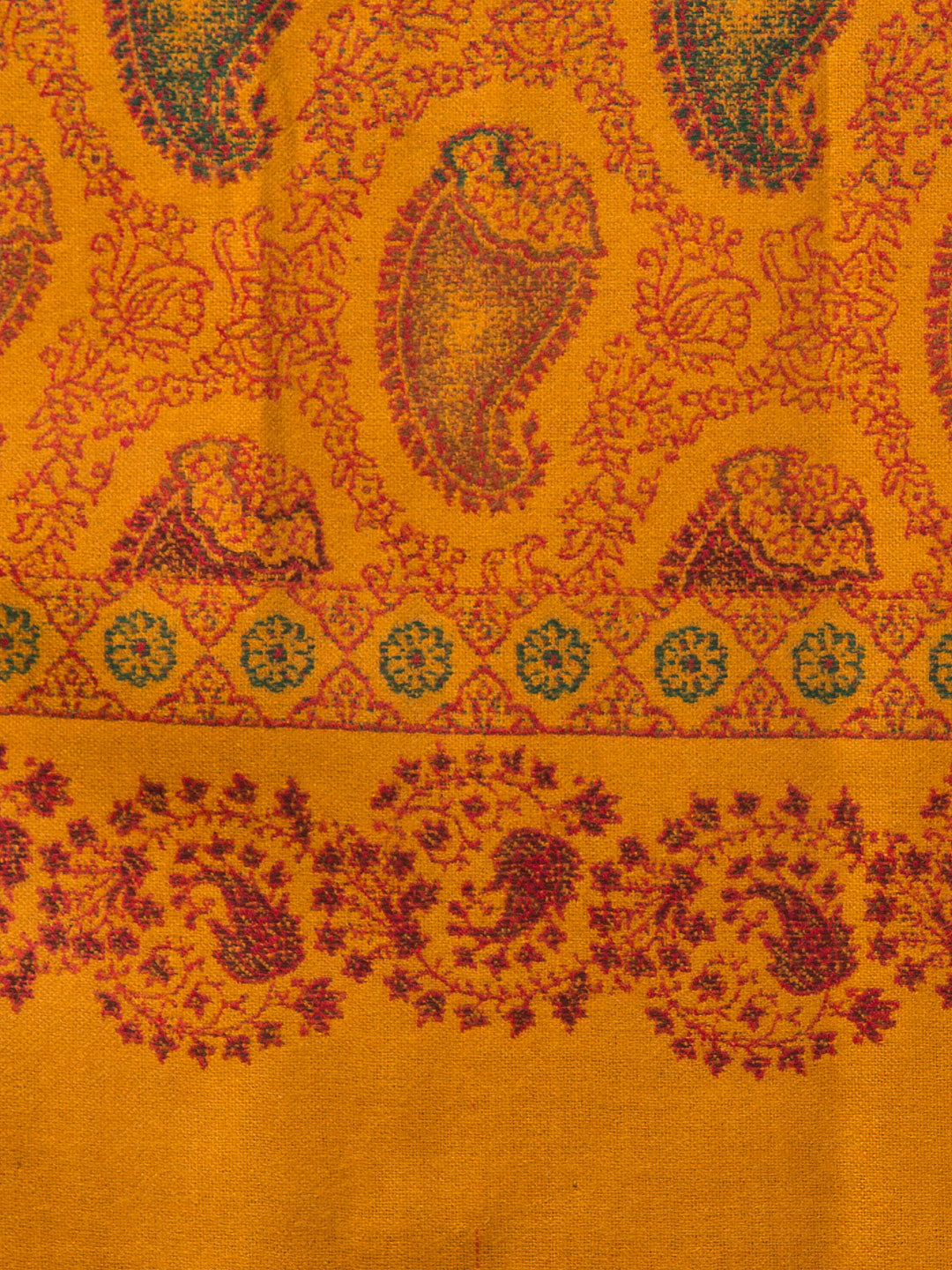 Tweedle Men’s Jamawar Paisley Design Woolen Shawl / Stole for Winters - Mustard (40 x 80 inches)