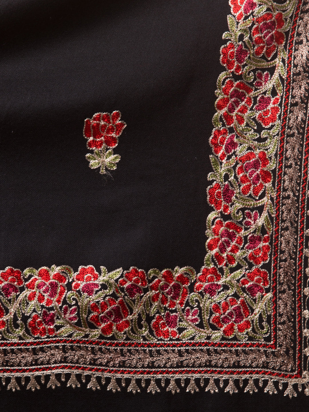 Tweedle Women’s Gulbahaar Aari Embroidery Stole/ Scarf - Black (Size-28x80)