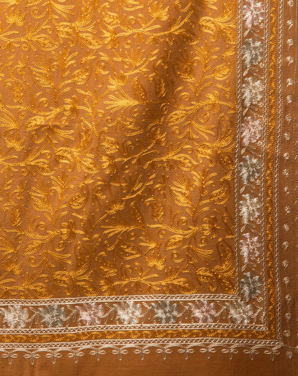 Acro Wool, Soft Feel Kashmiri Embroidery Stole for Winters - Mustard