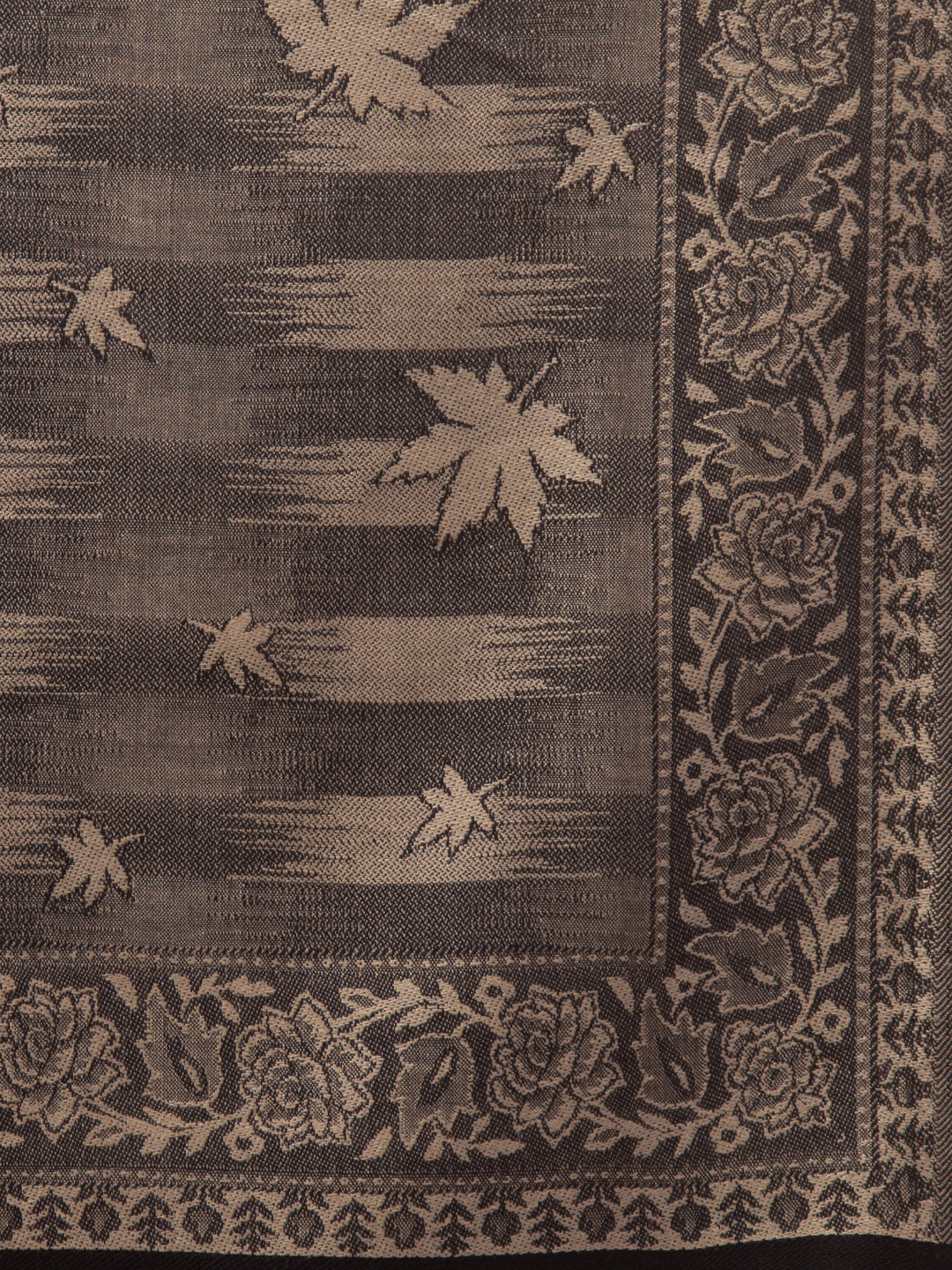 Ethnic Reversible Acrylic Shawl in Kashmiri Chinar Patta Pattern - Black