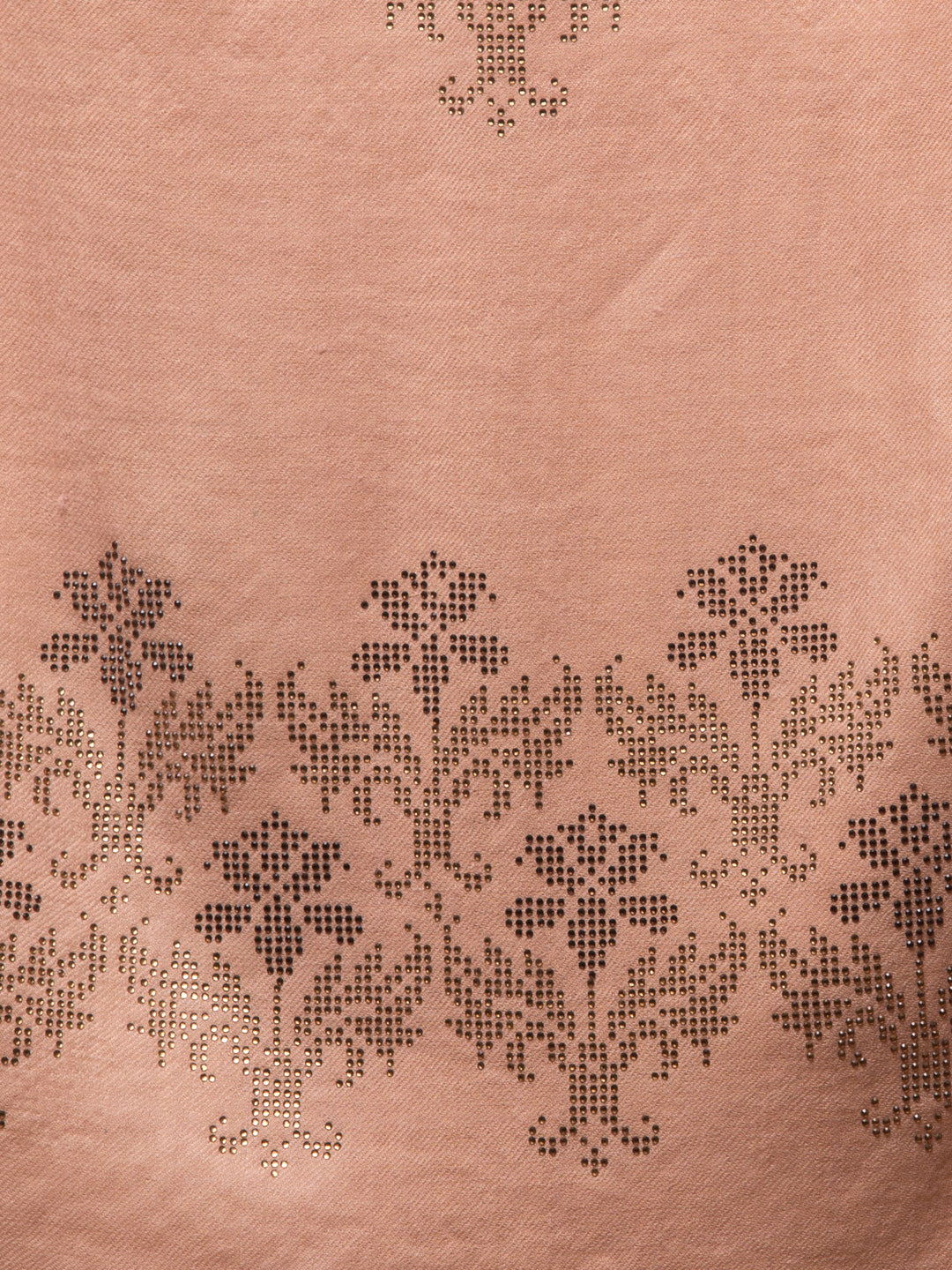 Crystal /Stone Booti Work Fine Wool Stole - Beige