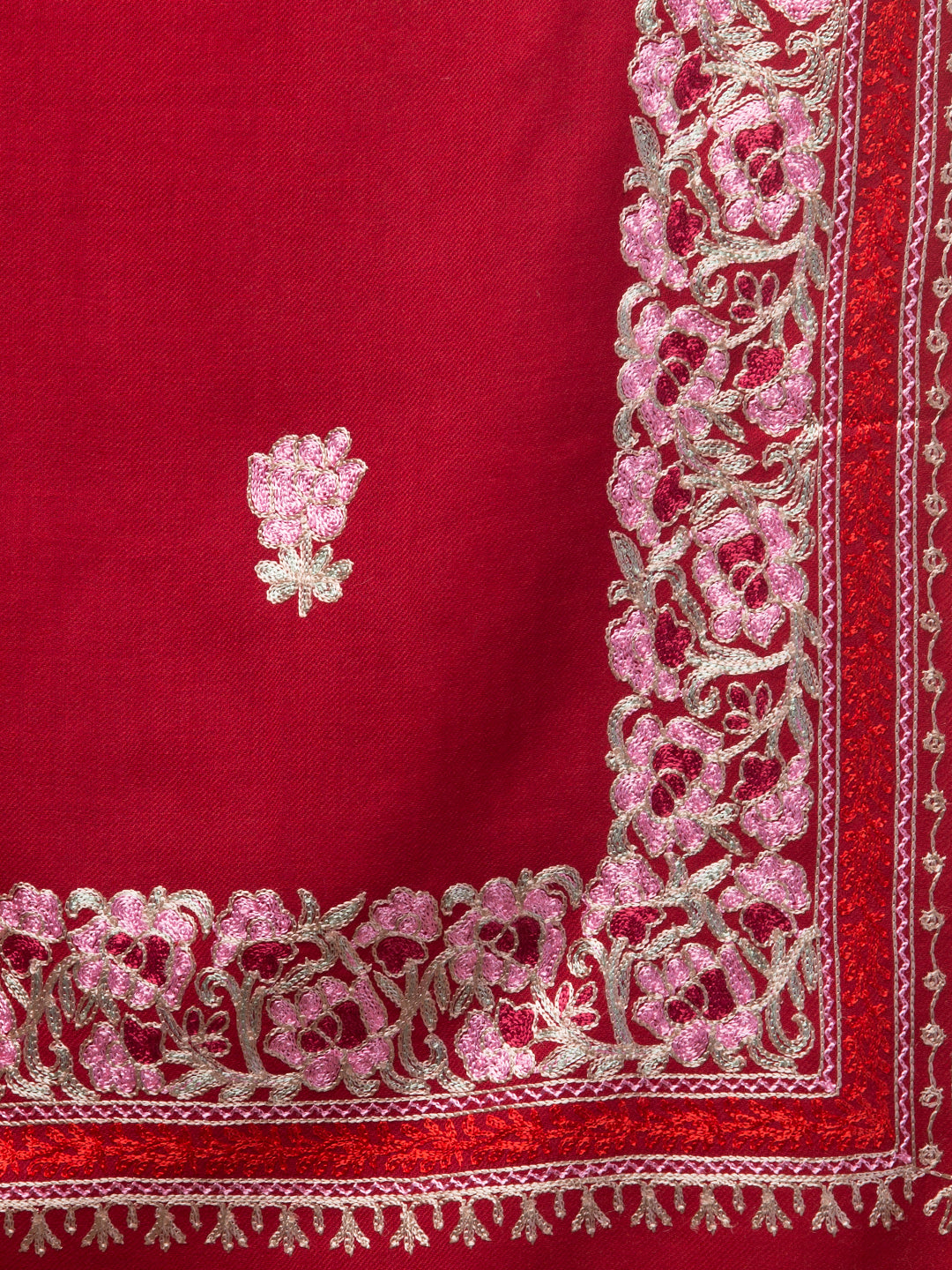 Tweedle Women’s Gulbahaar Aari Embroidery Stole/ Scarf - Red (Size-28x80)