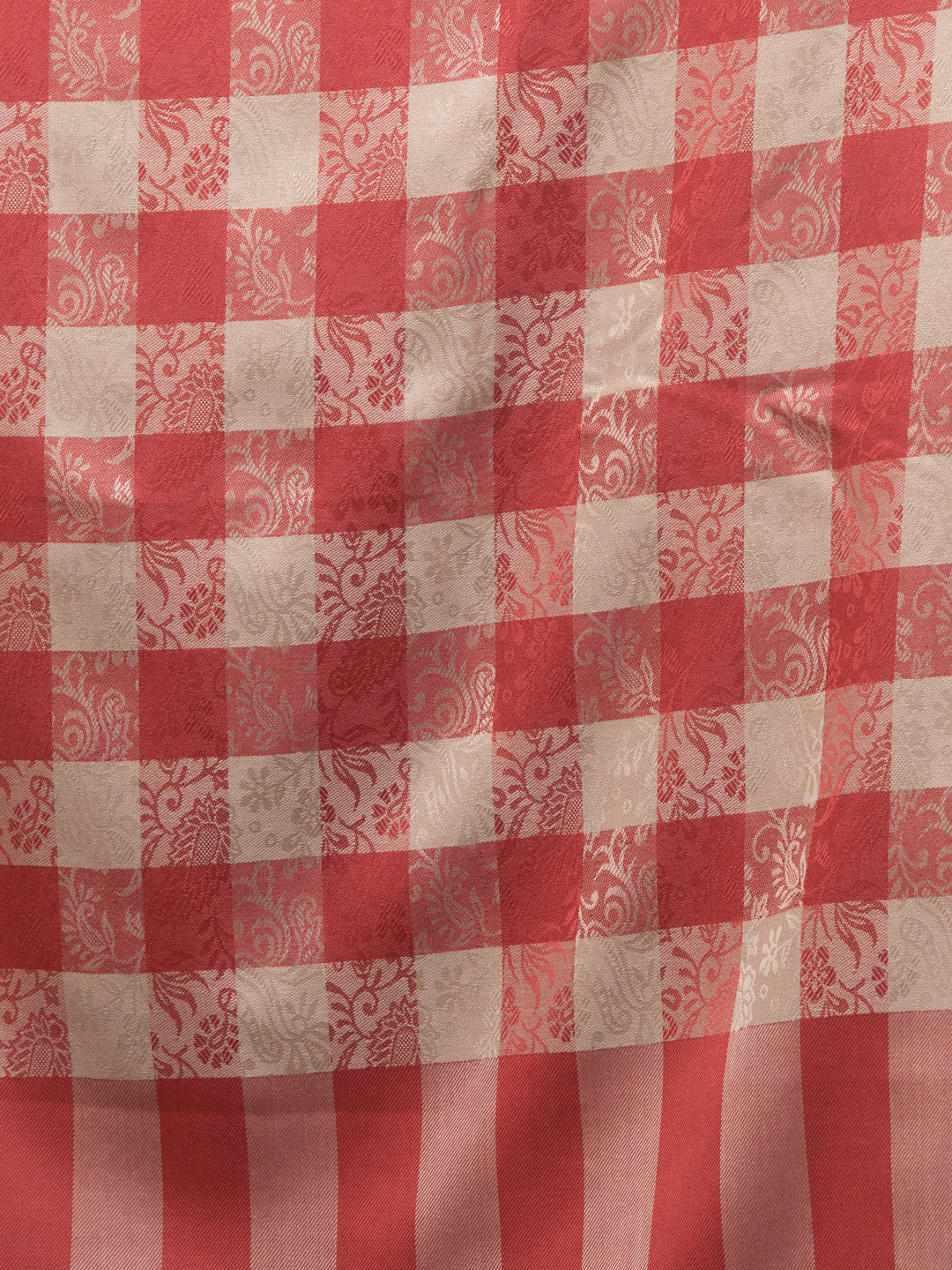 Reversible, Check Design, Woven Shawl - Peach Pink