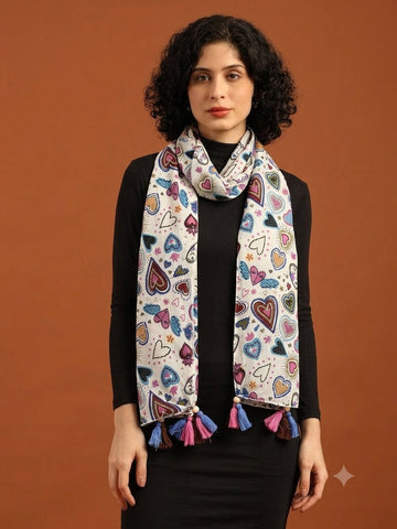 100% Pure cotton stole with tassels 