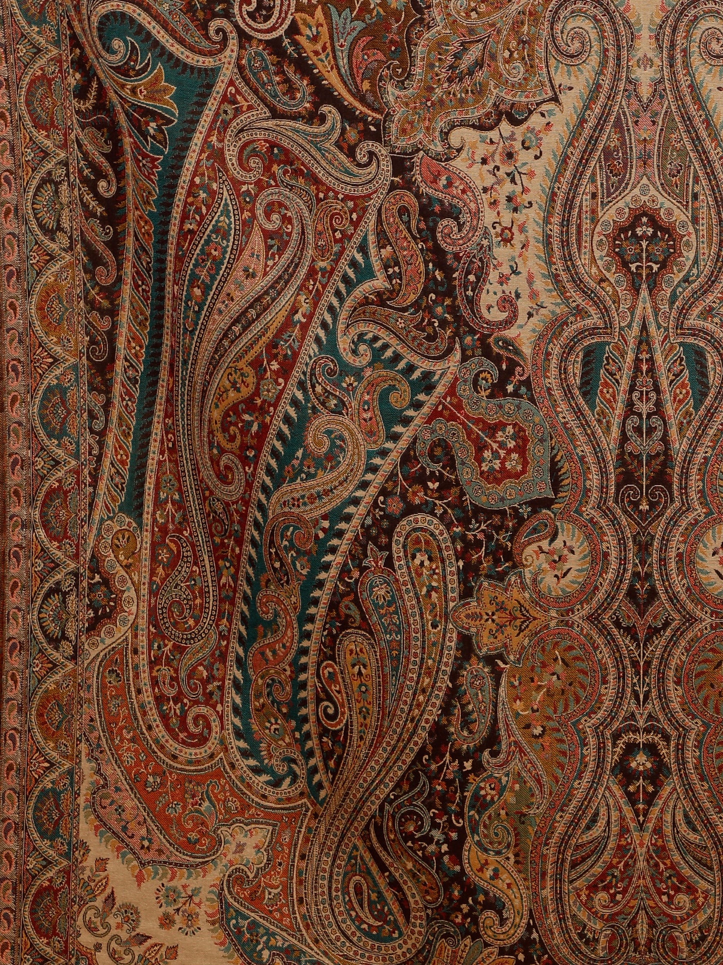 Jacquard Weave, Paisley Design, Faux Pashmina Shawl - Black