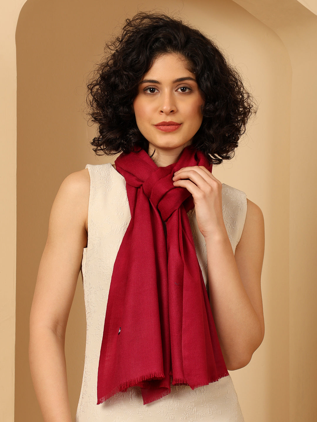 Tweedle Women’s Plain Woollen Stole / Scarf - Magenta