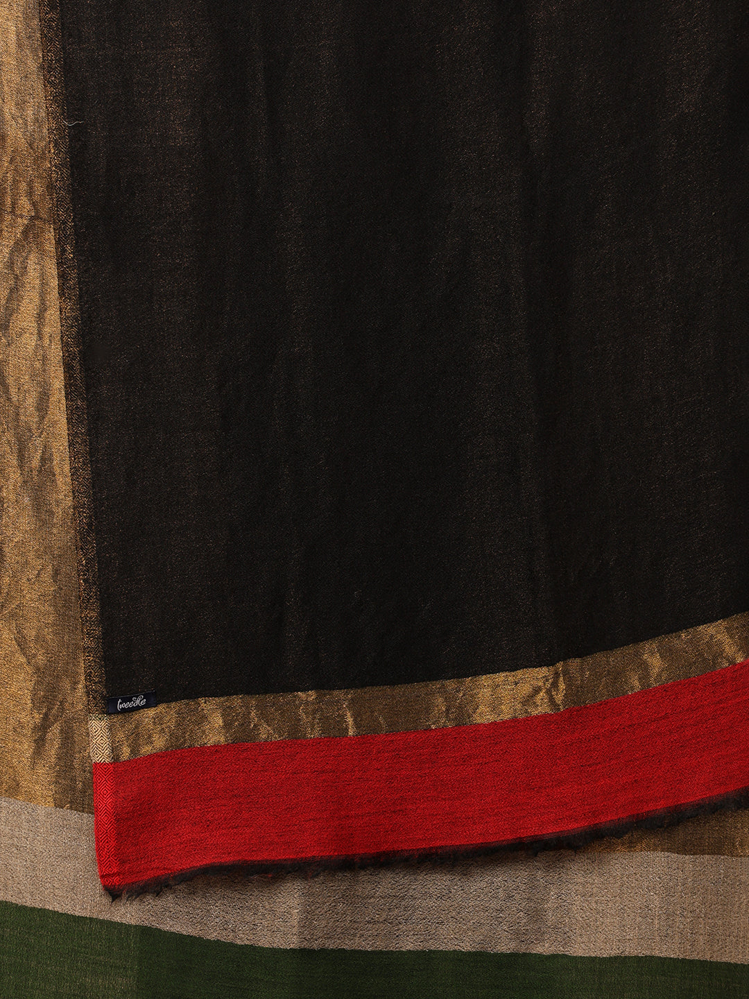 Tweedle Men’s Pashmina Wool Stole with Reversible Double Palla Zari Design - Black