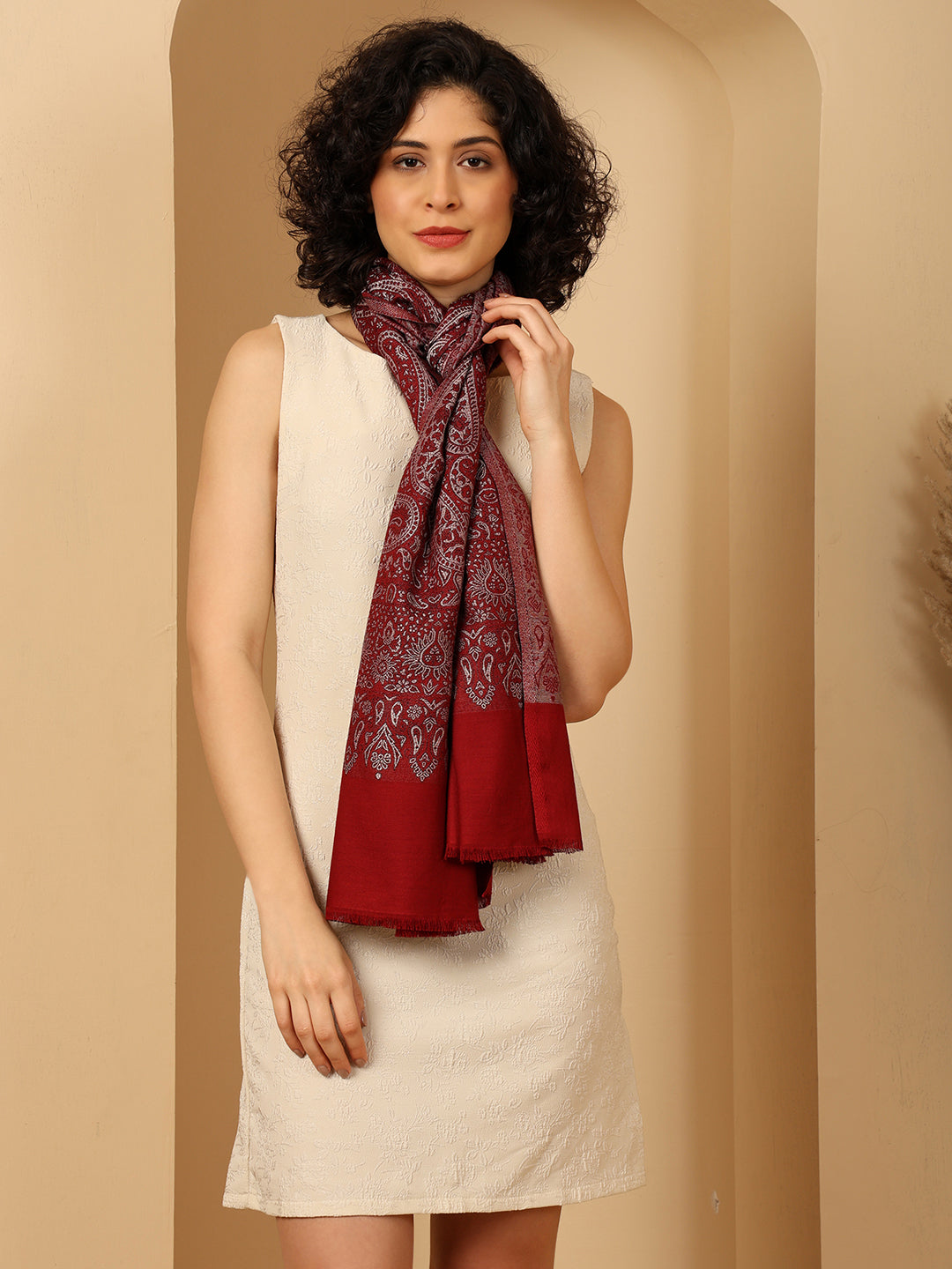 Tweedle Soft Bamboo Modal Stole for Women - Red