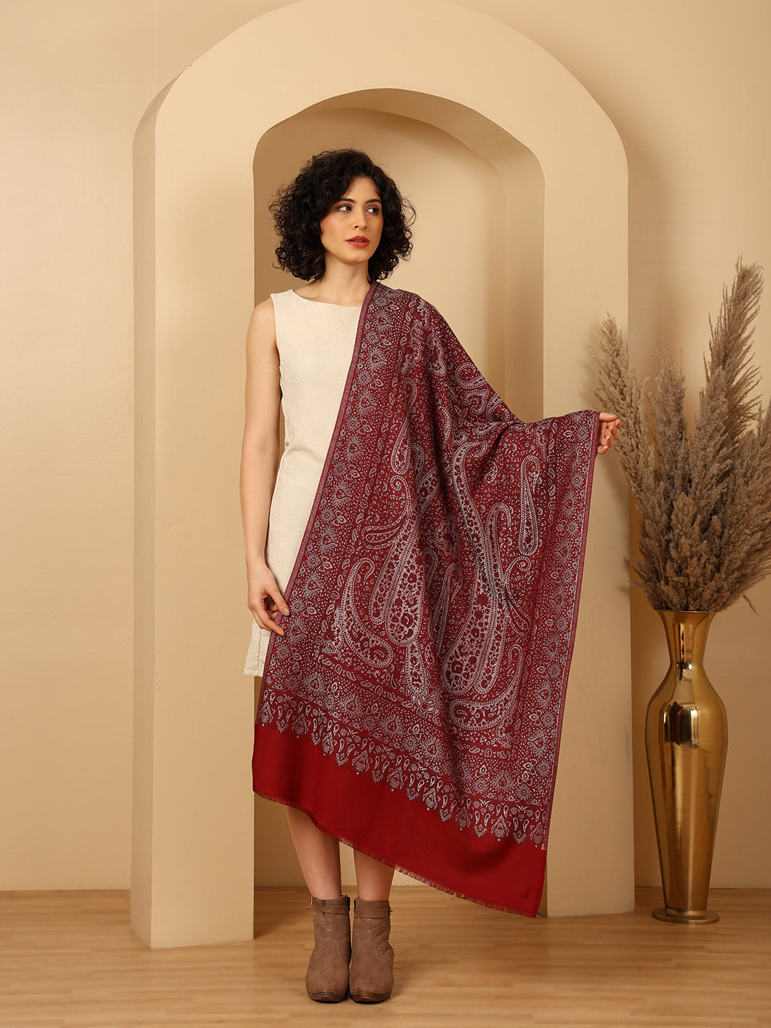 Tweedle Soft Bamboo Modal Stole for Women - Red