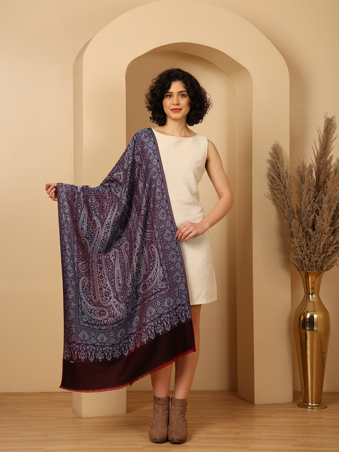 Tweedle Soft Bamboo Modal Stole for Women - Wine