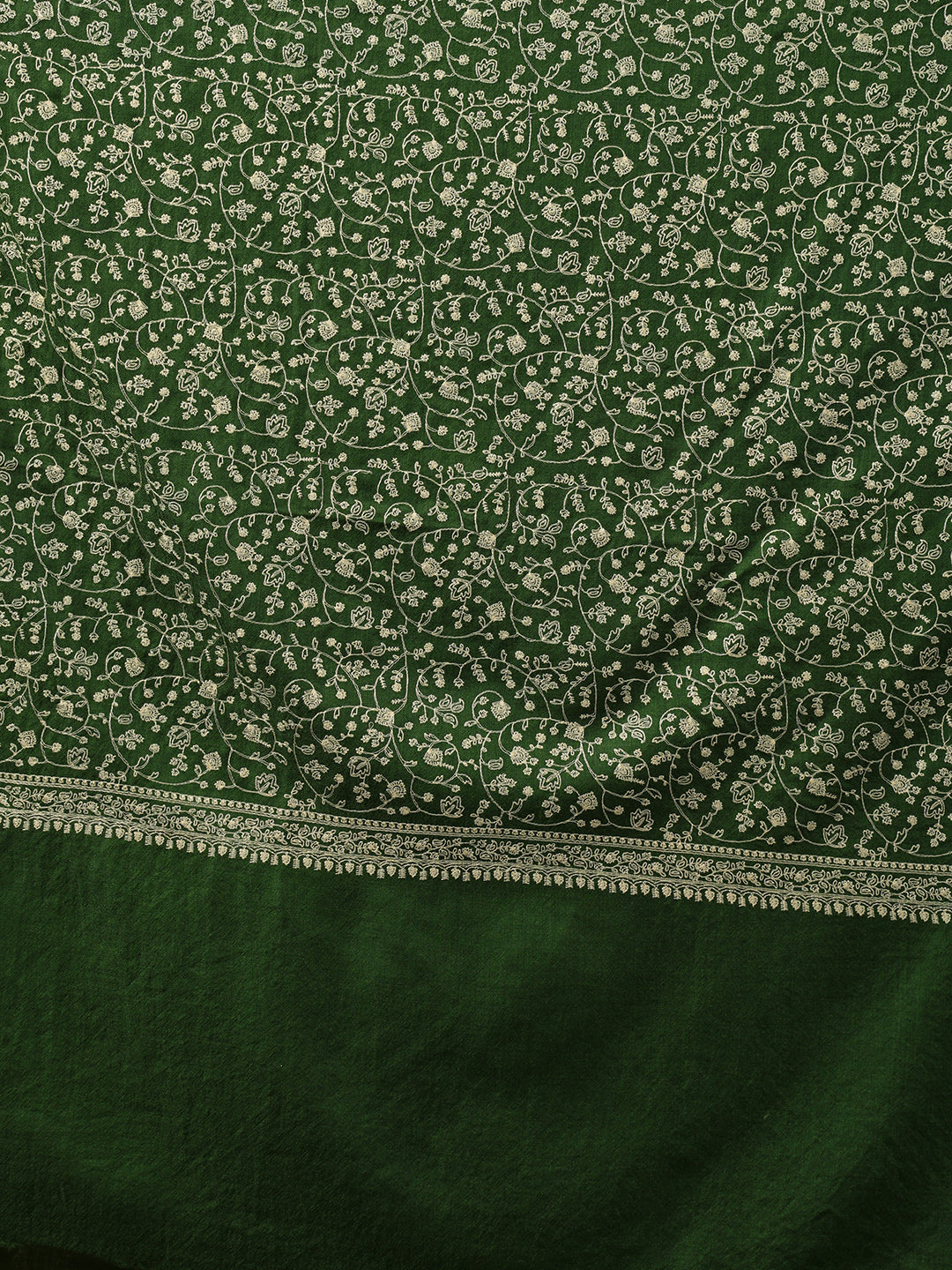Tweedle Traditional Pure Wool Dupehra Kashmiri Embroidery Shawl for Women - Green