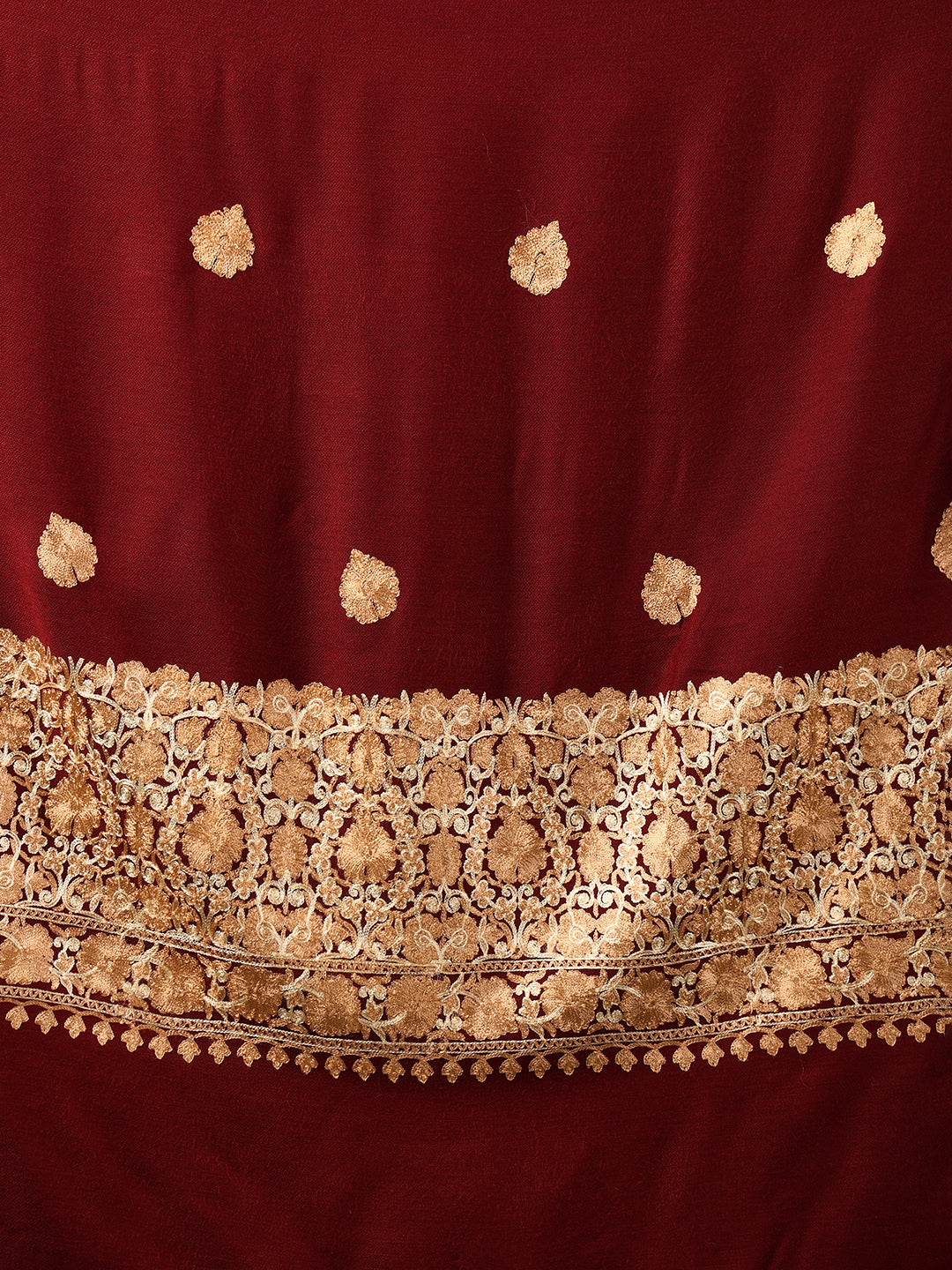 Tweedle Women’s Kashmiri Aari Embroidery Shawl / Stole - Wine, Size - 40 x 80 inches
