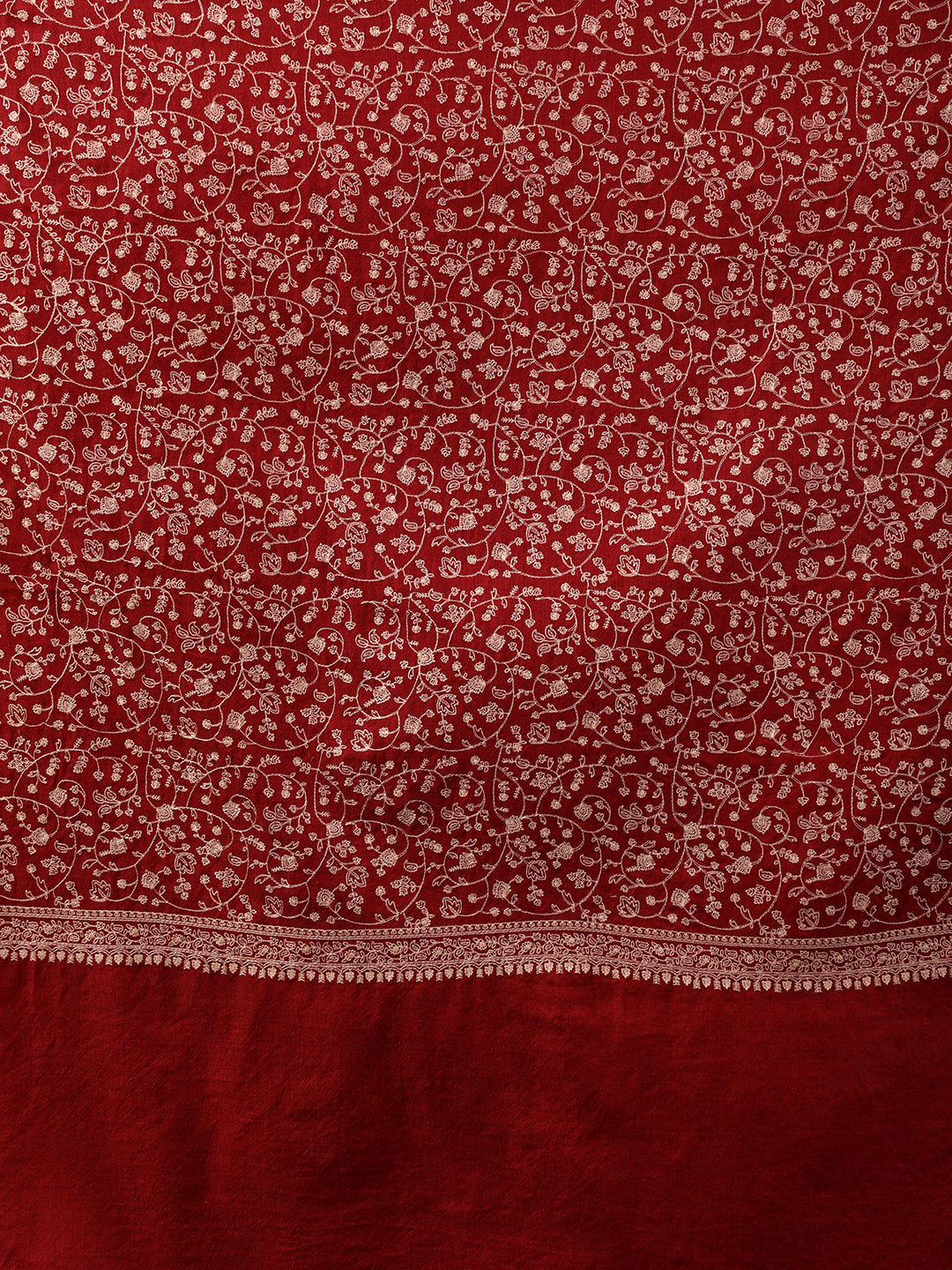 Tweedle Traditional Pure Wool Dupehra Kashmiri Embroidery Shawl for Women - Maroon
