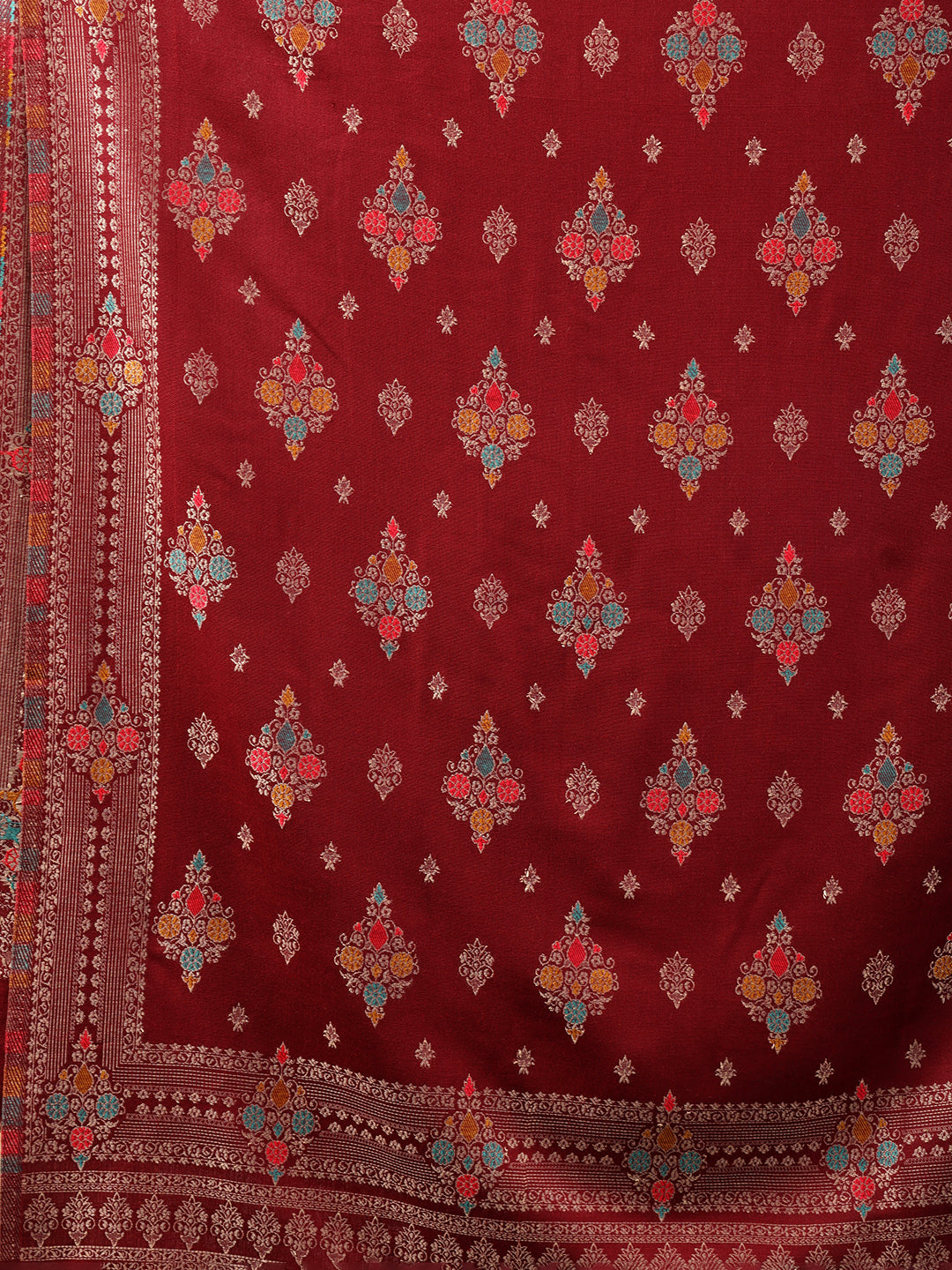 Tweedle Women’s Ethnic Design Faux Wool Shawl - Maroon, Size - 40 x 80 inches