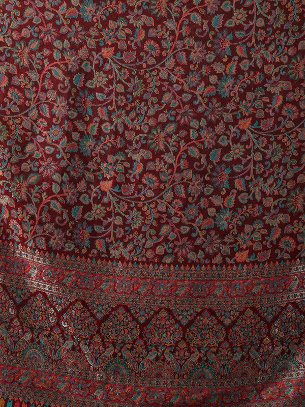 Tweedle Women’s Regalia Silk Moda, Zari Weave, Kashmiri Kani Shawl – Maroon