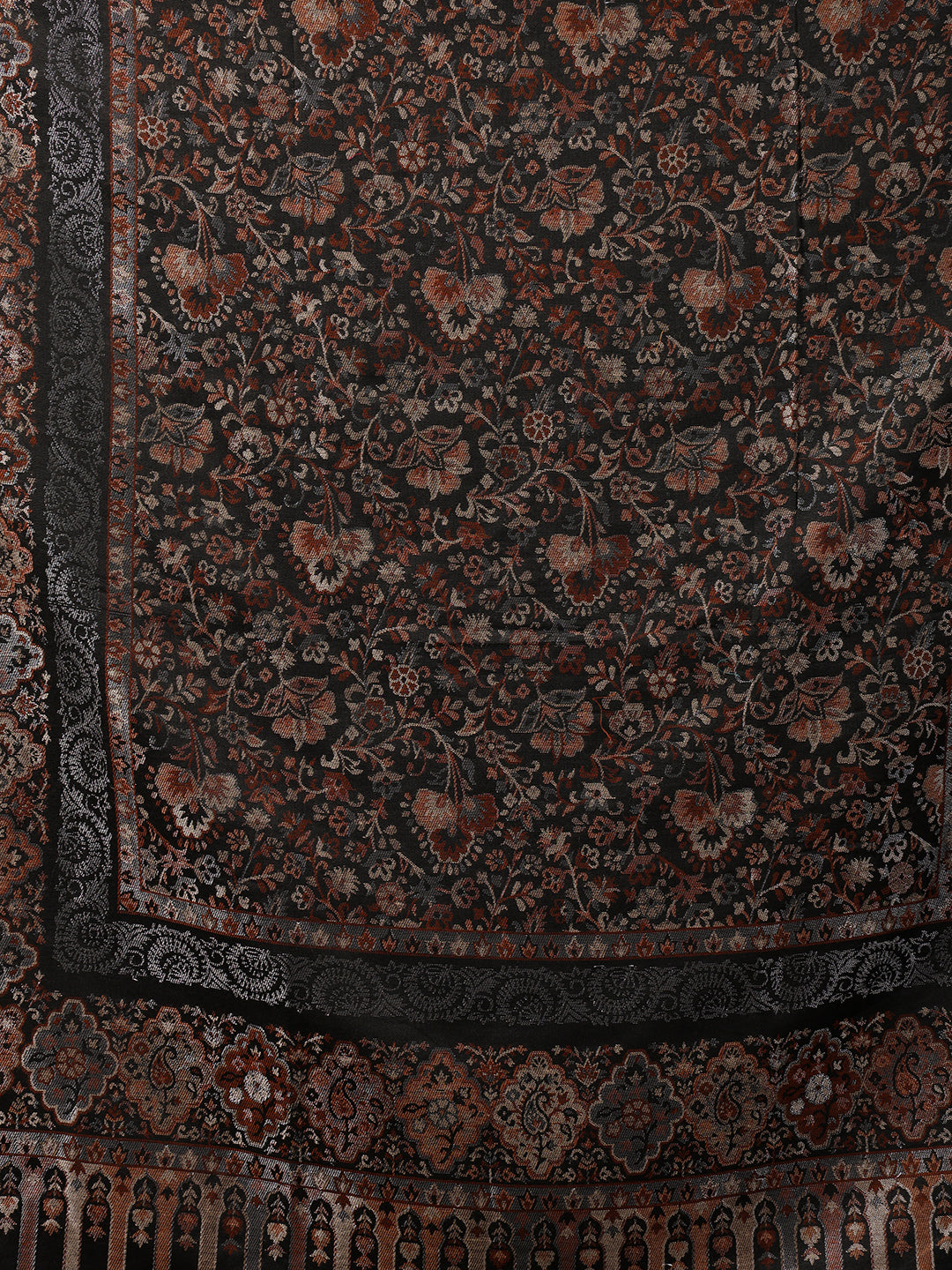 Tweedle Men’s Naira Kani Design and Zari Border - Black, Size - 40 x 80 inches