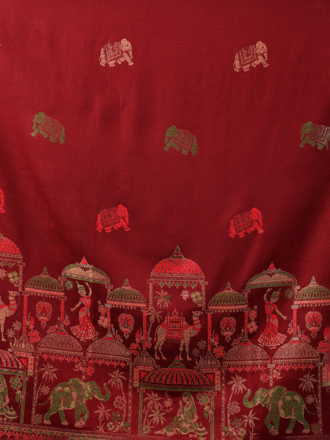 Tweedle Men’s Mahotsav Ethnic Design Zari Shawl, Faux Wool - Maroon, Size - 40 x 80 inches