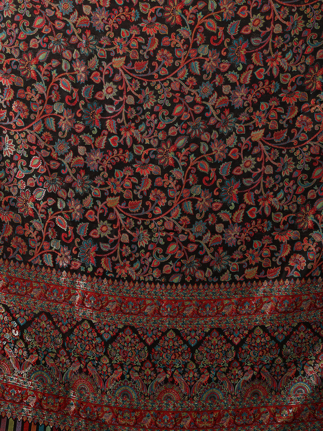 Tweedle Men’s Regalia Silk Modal, Zari Weave, Kashmiri Kani Shawl - Black