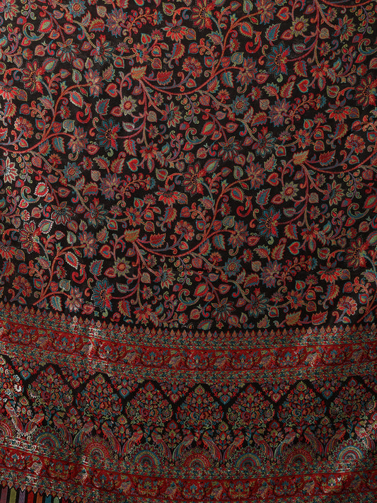 Tweedle Men’s Regalia Silk Modal, Zari Weave, Kashmiri Kani Shawl - Black