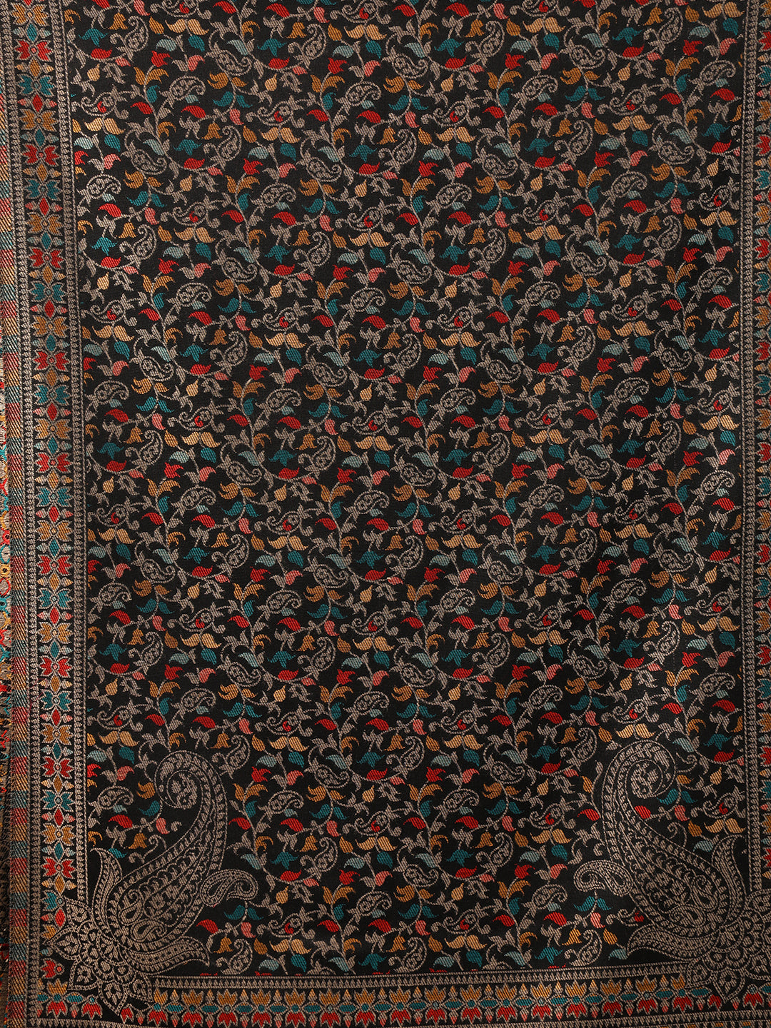 Tweedle Men’s Ethnic Kashmiri Kani Stole/ Scarf- Black, Size - 28 x 80 inches