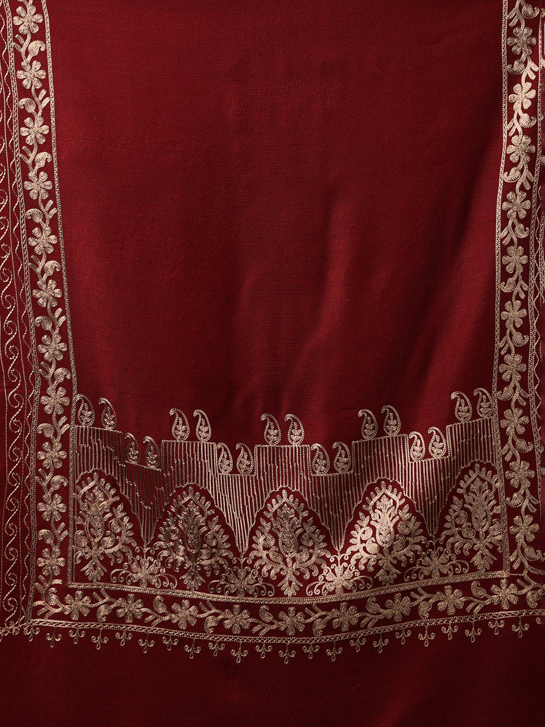 Tweedle Women’s Kashmiri Aari Embroidery Stole/ Scarf - Maroon , Size - 28 x 80 inches