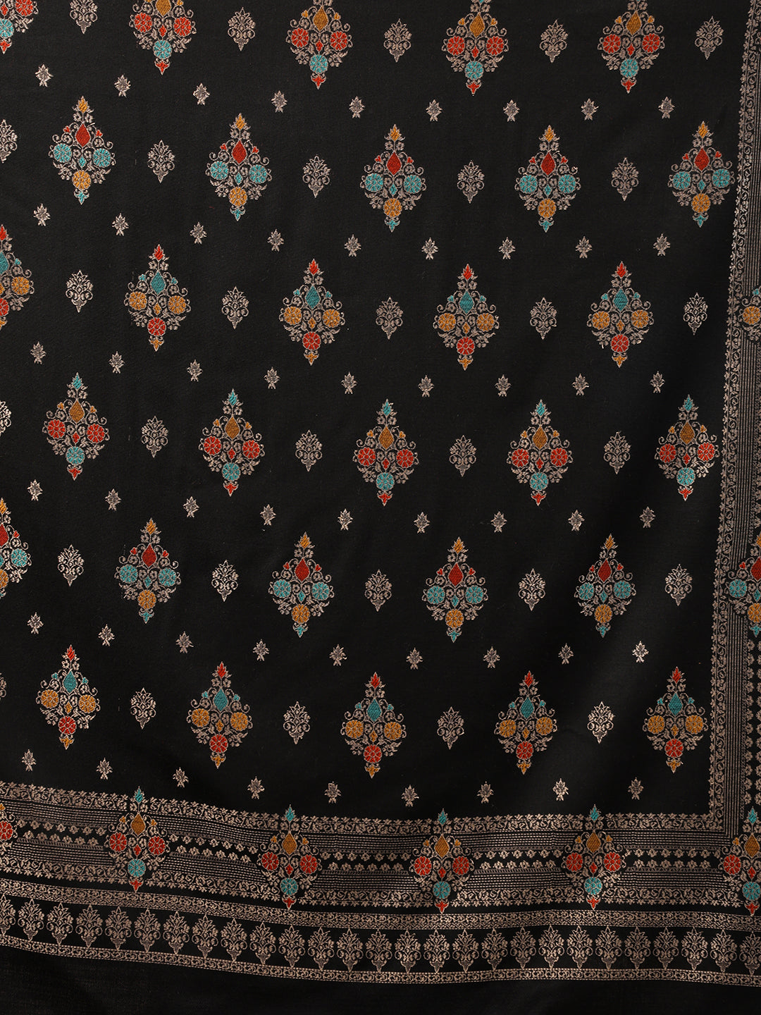 Tweedle Women’s Ethnic Design Faux Wool Shawl - Black, Size - 40 x 80 inches